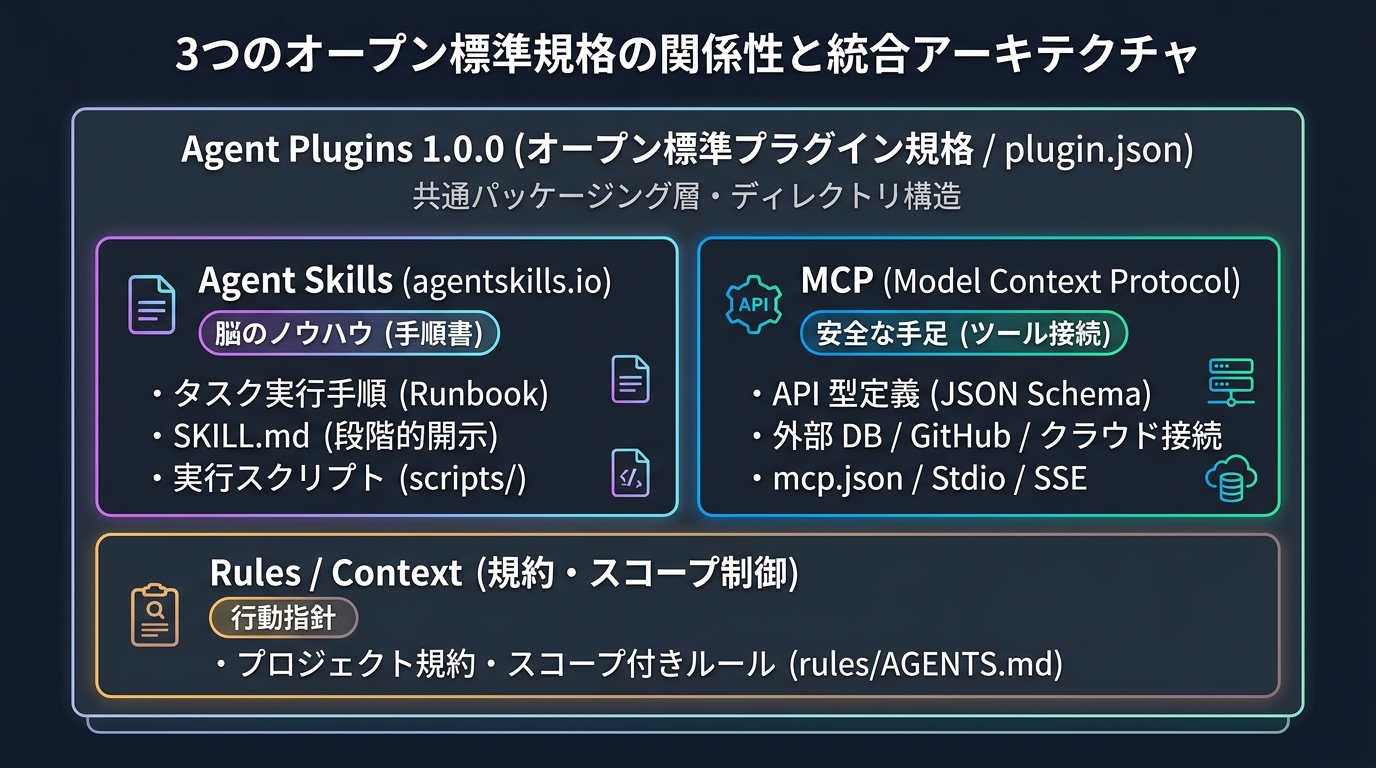3つのオープン標準規格の関係性と統合アーキテクチャ